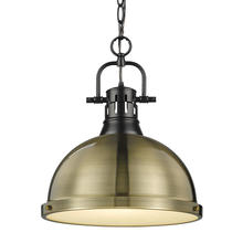  3602-L BLK-AB - Duncan 1-Light Pendant with Chain in Matte Black with Aged Brass